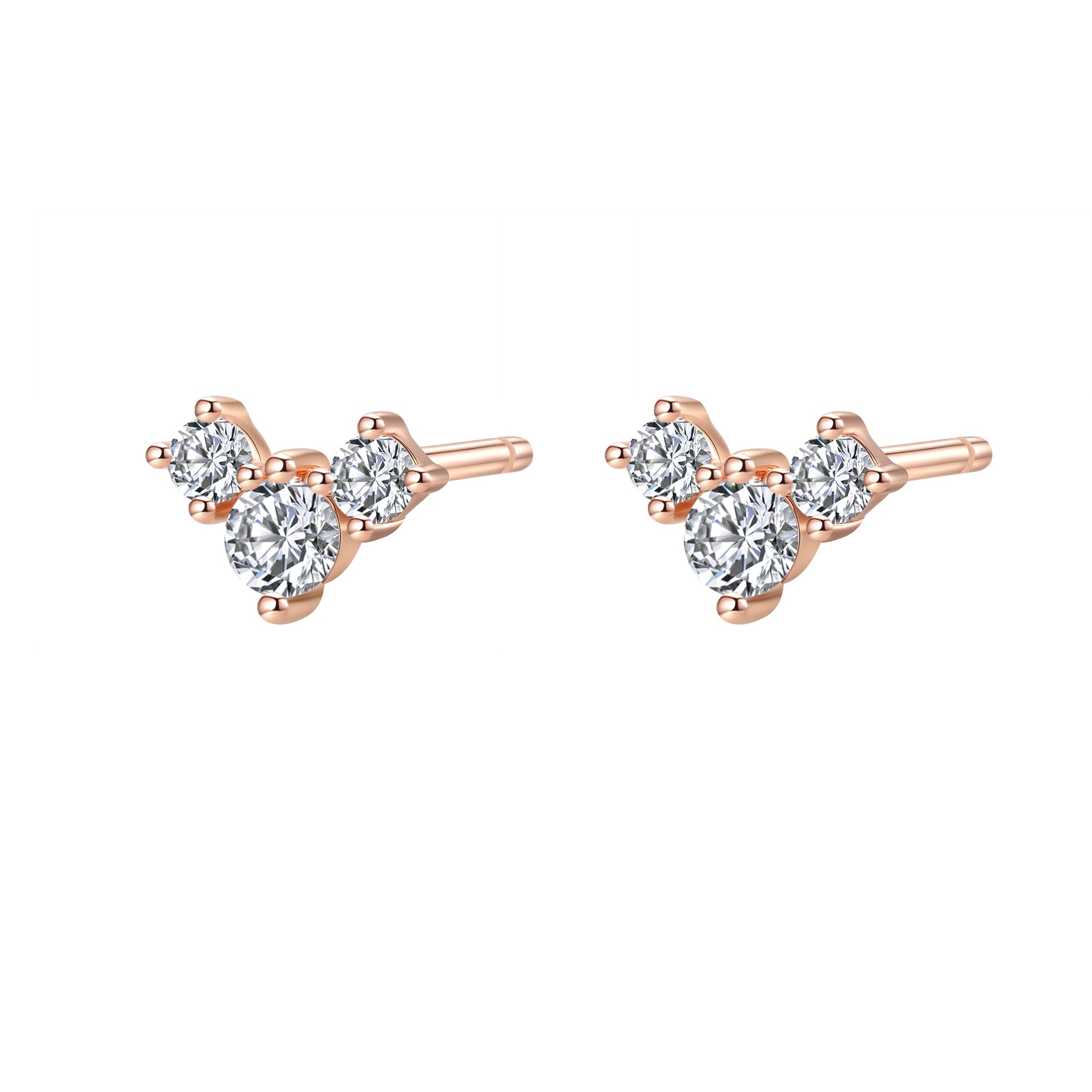 Boucles d’Oreilles Clous Trio de Fleurs Petite Sterling Argent
